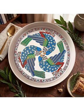 Vtg Elizabeth Arden Byzantium Peacock Serving Tray Platter Japan Porcelain 11in